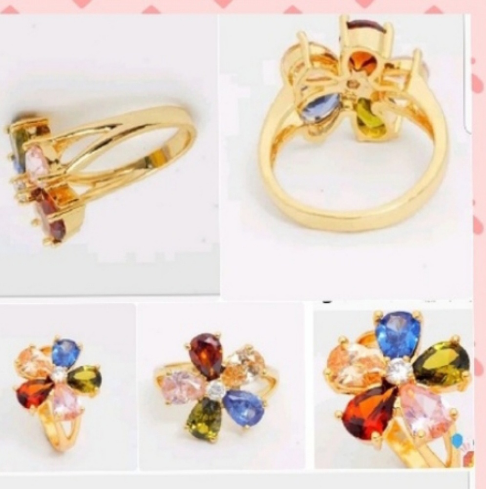 24K Gold Filled Clear Cubic Zirconia Flowe…